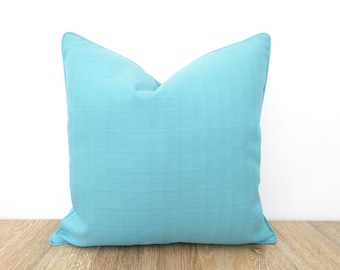 Turquoise outdoor pillow cover 20x20, aqua outdoor cushion modern home decor