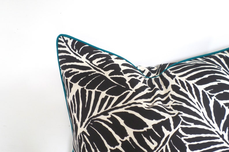 Black Pillow Cover 18x18 Palm Leaf Print Tropical Pillow Case Etsy