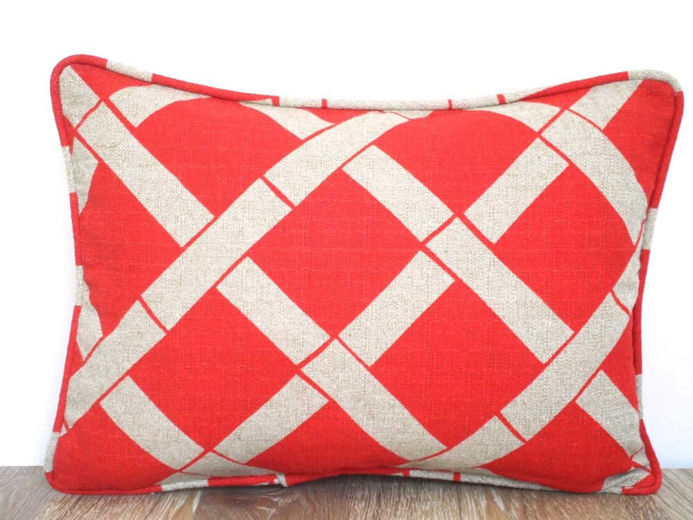 Red lumbar pillow cover 16x12 for arm chair small lounge Etsy