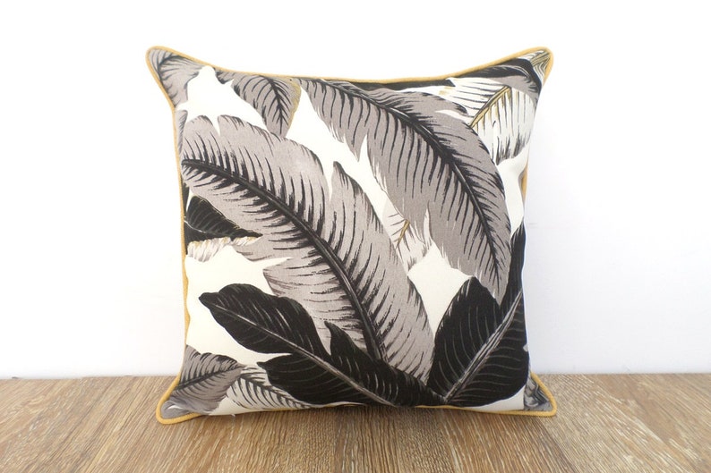 Black Pillow Cover Palm Beach Decor Tropical Outdoor Pillow Etsy