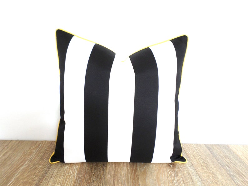 Black stripe outdoor pillow cover 20x20, black and white pillow cover modern outdoor decor image 7