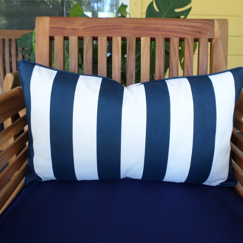 Blue Outdoor Pillow Cover 20x12 Nautical Decor Outdoor Etsy