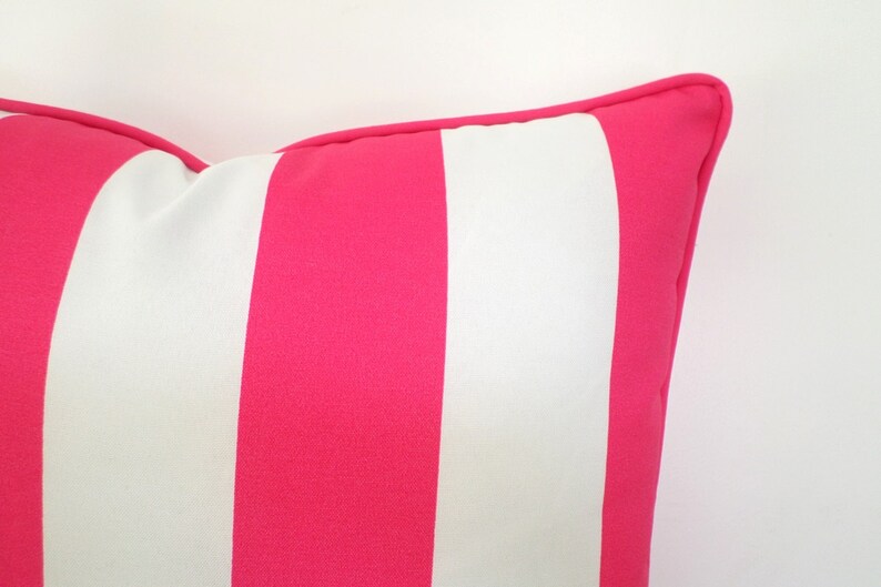 Pink Outdoor Cushion Cover 20x20 Wide Striped Outdoor Pillow Etsy