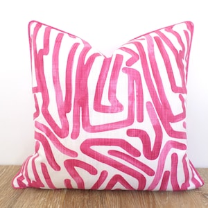 Fuchsia pink pillow cover geometric print, modern throw pillow case abstract print gift for her,