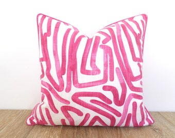 Fuchsia pink pillow cover geometric print, modern throw pillow case abstract print Christmas gift for her