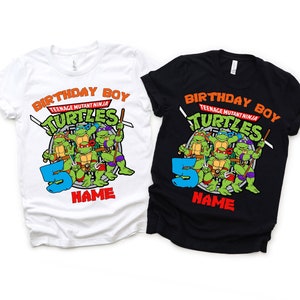 Personalized Ninja Turtles Personalized Birthday Boy T-shirt, Custom Ninja Turtles Birthday T-shirts, Ninja Turtles Family matching Tshirt.