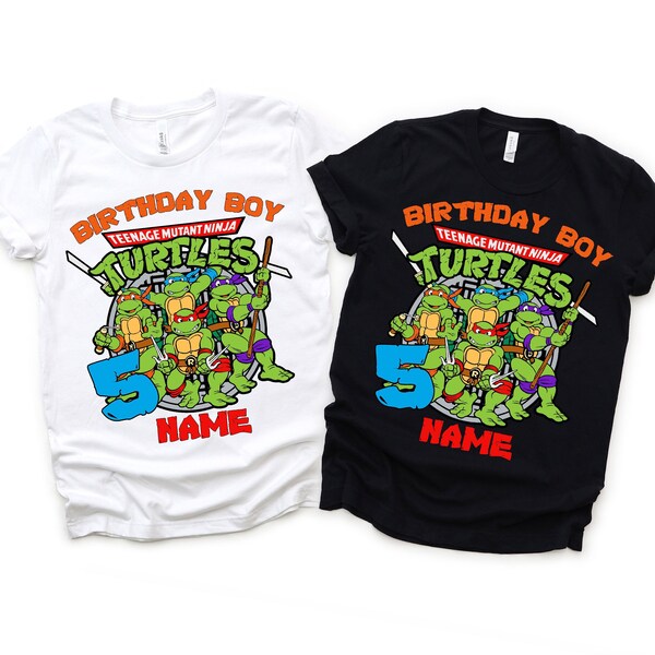 Personalized Ninja Turtles Personalized Birthday Boy T-shirt, Custom Ninja Turtles Birthday T-shirts, Ninja Turtles Family matching Tshirt.