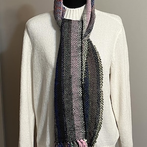 Handspun, Handwoven Scarf in a Wide Variety of Dark and Light Colors