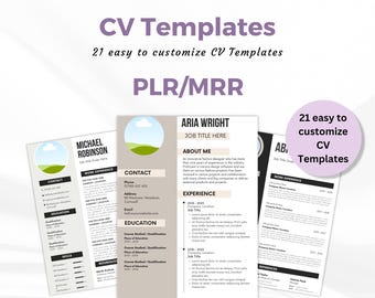 Master Resell Rights  CV Templates, PLR, MRR, Done for you and easy to customize.