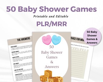 Master Resell Rights PLR 50 Babyshower Games & Answers, PLR, MRR, Done for you, printable and easy to customize.