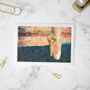 Zapatos pointe Tarjeta de felicitación 5"x7"
