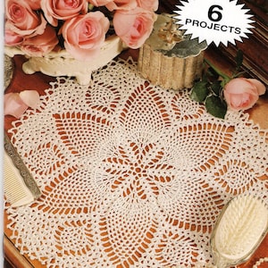 Vintage - Crochet Pinapple Doilies - 6 Projects - Leisure Arts Little Books #75013 - From 1999