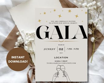 Editable Gala Invitation, Elegant Gala Invite, Gala Flyer, Party Invitations, Business Invitation, Business Anniversary, Printable