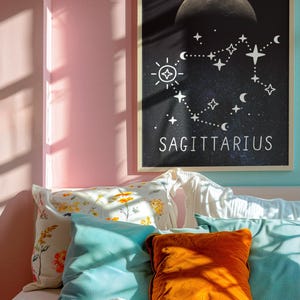 Schütze Mond fein Astrologie Zeichen Kunstdruck Celestial Wand Dekor Print