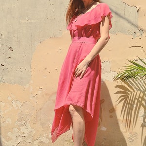 Boho Dress, Bohemian Dress, Ruffle Dress, Cocktail Dress, Midi Lenght Dress, Hippie Bridesmaid Dress, Party Dress, Made to Measure image 2