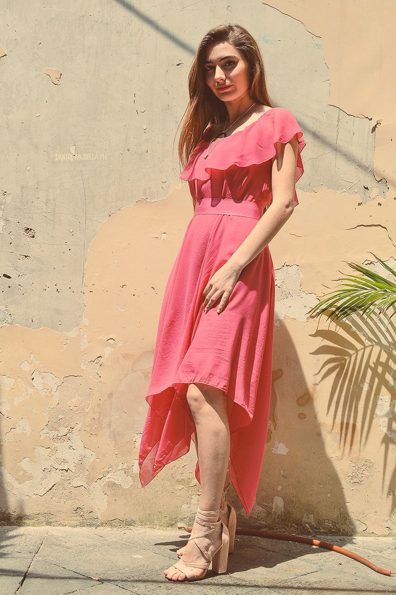 Boho Dress, Bohemian Dress, Ruffle Dress, Cocktail Dress, Midi Lenght Dress, Hippie Bridesmaid Dress, Party Dress, Made to Measure image 2