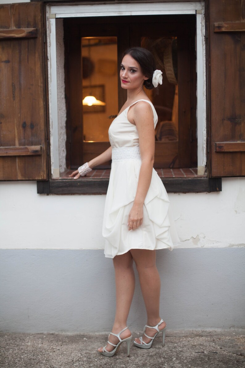 Short Wedding Dress Boho Style Simple Wedding Dress Romantic Etsy