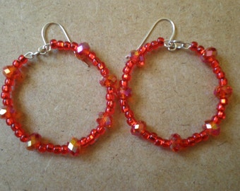 Iridescent fiery red hoops