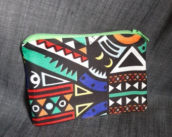 Change purse: green geometric print