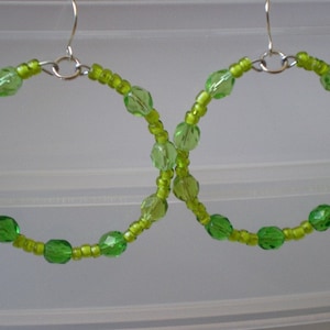 Yellow-green beaded hoops