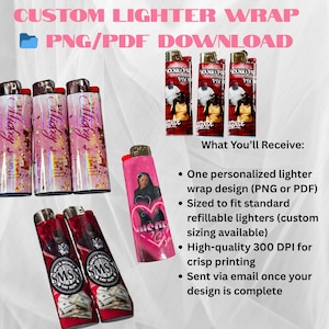 Custom Lighter Wrap Digital File- Personalized PNG/PDF Design for Bic Lighters - Made to Match Any Theme