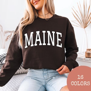 MAINE Sweatshirt, Collegiate Crewneck Sweater Unisex, USA States Sweatshirt