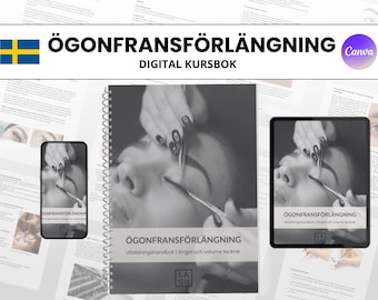 Ögonfransförlängning kurs bok 2025, kursbok digital på svenska,