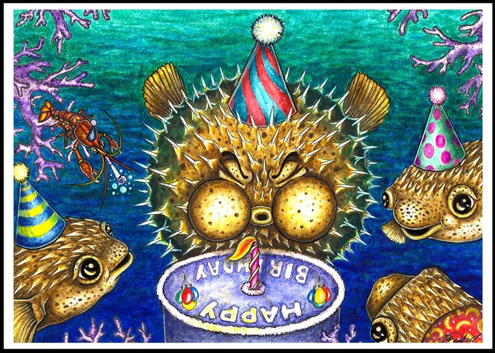Pufferfish Birthday Customised Card 