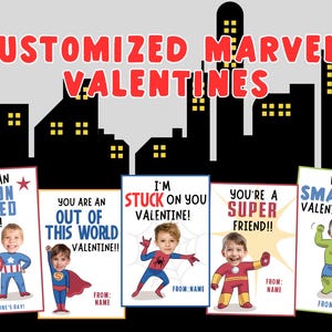 Gepersonaliseerde Valentijnsdag, Marvel Character Valentine, Jouw foto Valentine, Super Hero Valentine
