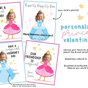Princess Valentine, Personalized Princess Valentines, Photo Valentines, Girly Valentines, Printable Princess Valentine Cards