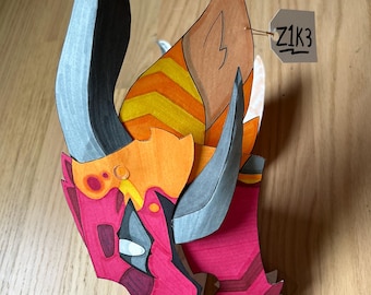 Burattino drago rosso/arancione (nome: Zike)