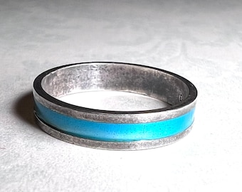 Vintage Blue enamel sterling silver ring DA David Anderson Denmark size 7.25