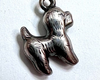 Vintage poodle dog charm pendant - sterling silver