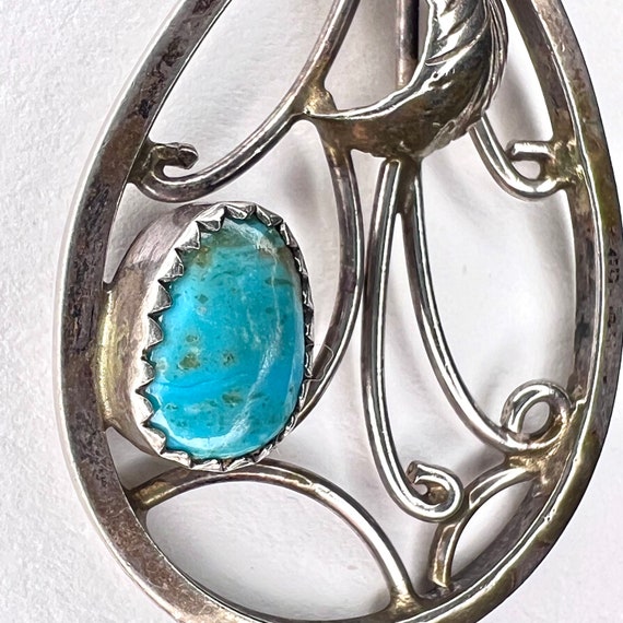 Vintage southwestern silver & turquoise teardrop … - image 4