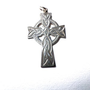Vintage Celtic Cross pendant - sterling silver - Dublin Ireland 1994 hallmarks