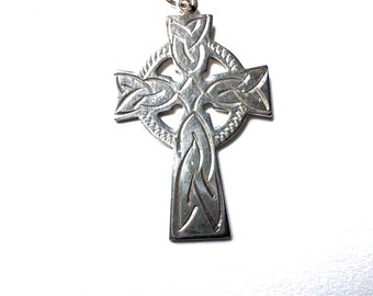 Vintage Celtic Cross pendant - sterling silver - Dublin Ireland 1994 hallmarks