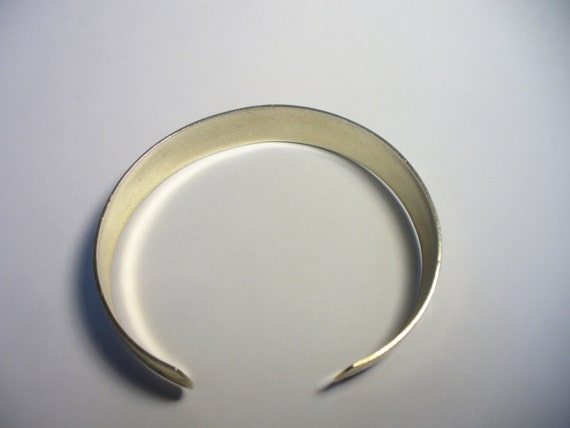 Vintage etched sterling vermeil cuff bracelet - A… - image 5