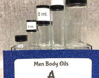 Men Cologne Oils, A & B Fragrances, Free Sample with Purchase, Muslim Oils, Designer Type, Imitation Oils, Roll on Bottles, Pure Fragrances