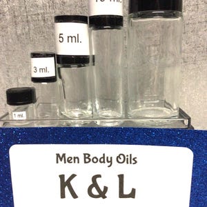 Men Cologne Oils, K, L, & M, Designer Type Fragrances, Free Sample with Purchase, Muslim Oils, Roll on Bottles