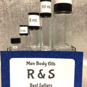 Men Cologne Oils, R, S & T, Free Sample with Purchase, Designer Type, Imitation Oils, Pure Fragrances, Roll on Bottles