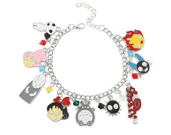 Braccialetto con ciondolo ispirato allo Studio Ghibli, gioielli anime personalizzati, grazioso regalo Ghibli per i fan di Totoro, senza volto e Calcifer