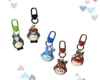 Totoro Inspired Set of 5-piece Keychain Charms, Ghibli Bag Charm, Cute Totoro Charm, Ghibli keychain, Totoro Gift