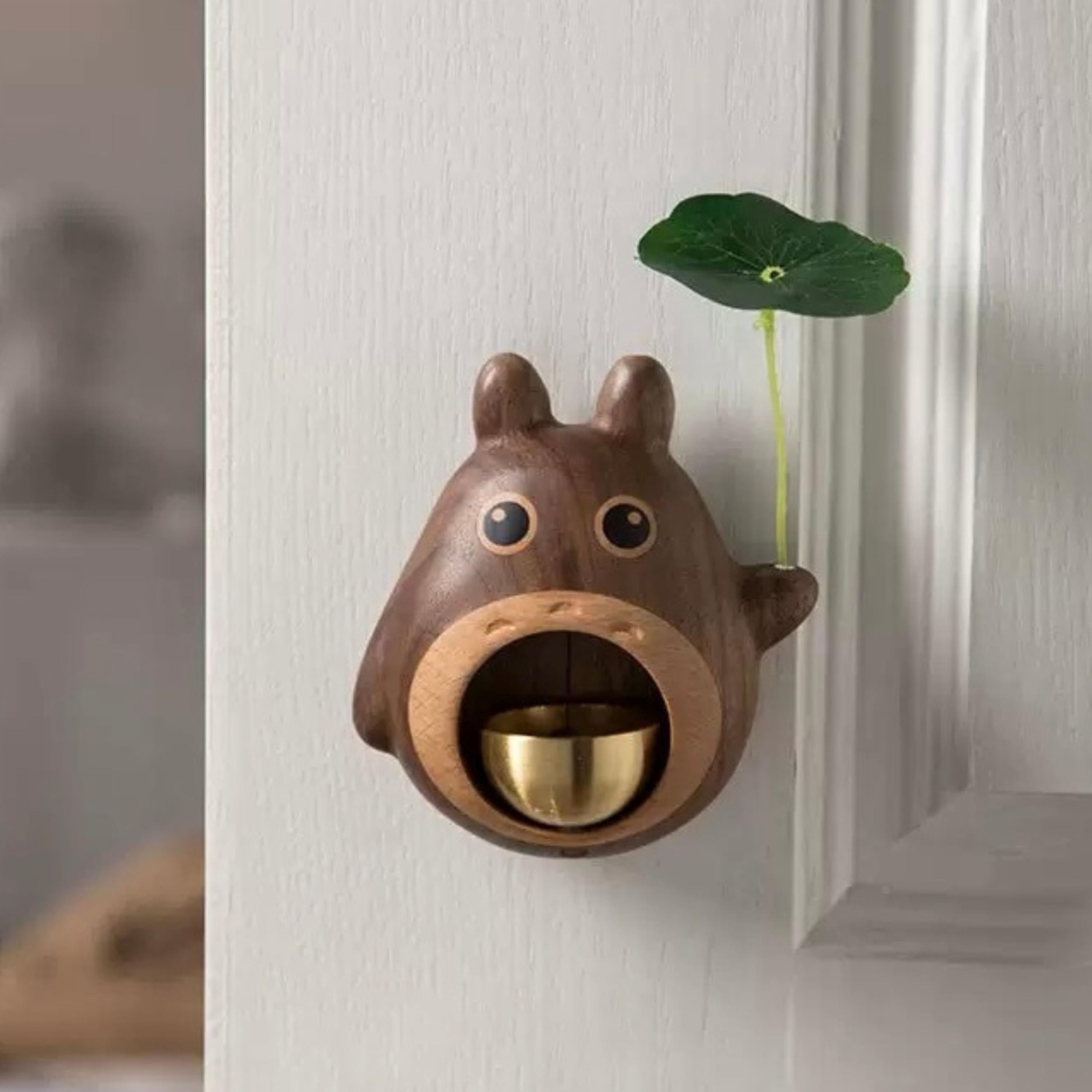 Handcrafted Wooden Totoro Doorbell, Handmade Windchime, Fridge
