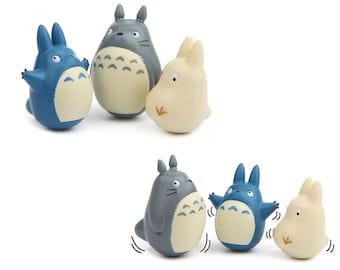 Kawaii Totoro Family Figurine, Totoro Okiagari-Koboshi Self-righting Doll, Studio Ghibli Roly-poly Figurine
