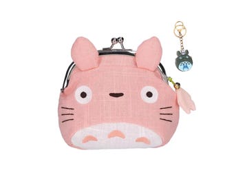 Totoro Pouch Sakura Cherry Blossom Pink, Ghibli Themed Goodie Set, Personalized Keychain, Totoro Stickers, Totoro Gift