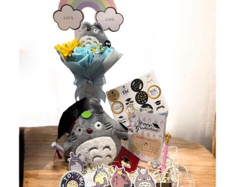 Personalized Graduation Gift Box, Totoro Bouquets, Handmade Photo Frame, Graduation Card, Custom Initial Keychain, Pen, Enamel Pin, Stick