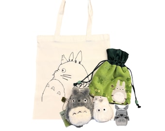 Totoro Inspired Gift Set, Ghibli Themed Goodie, Canvas Bag, Keychain Coin Purse/Embroidery Storage Bag/Puzzles Blocks/Sandbagger
