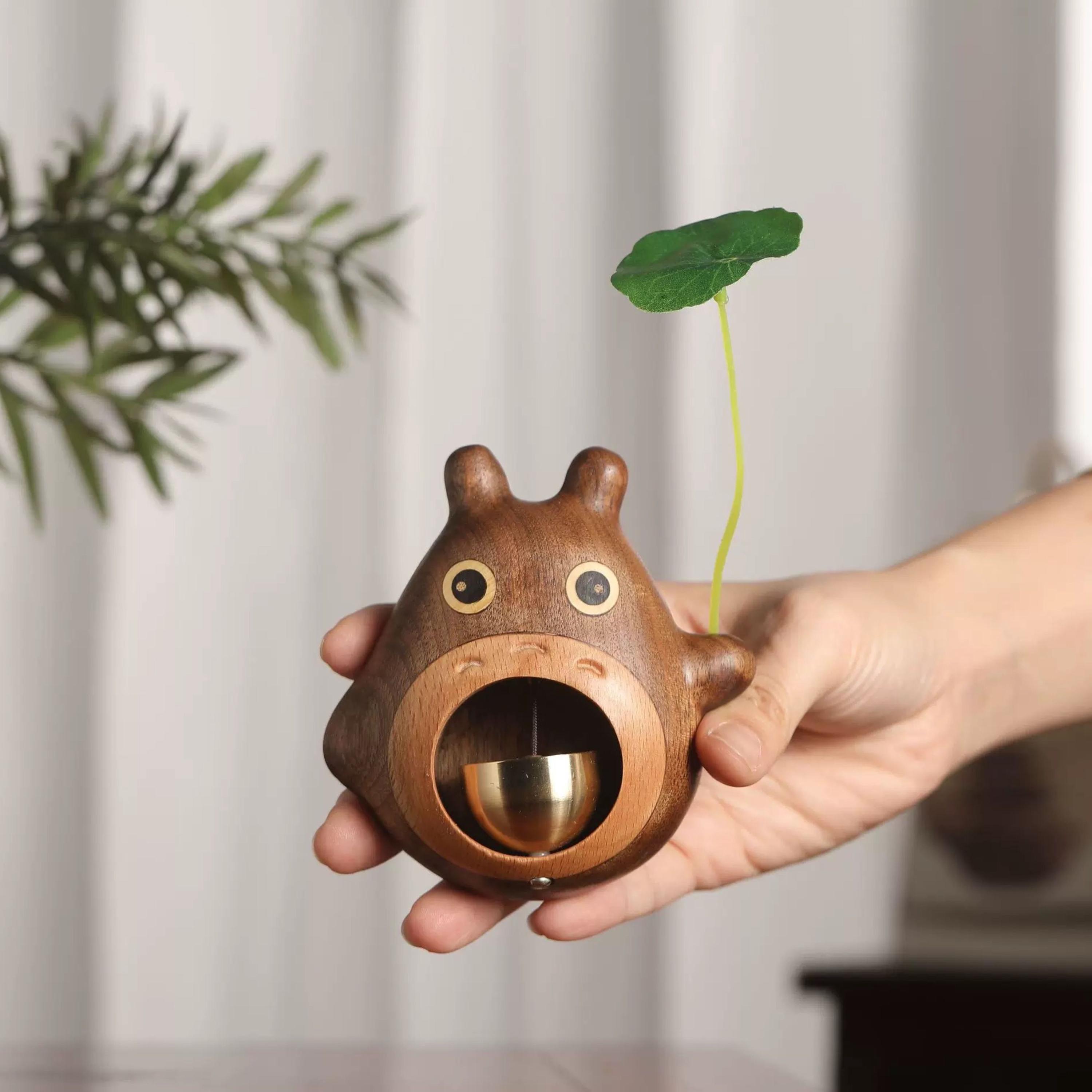 Handcrafted Wooden Totoro Doorbell, Handmade Windchime, Fridge