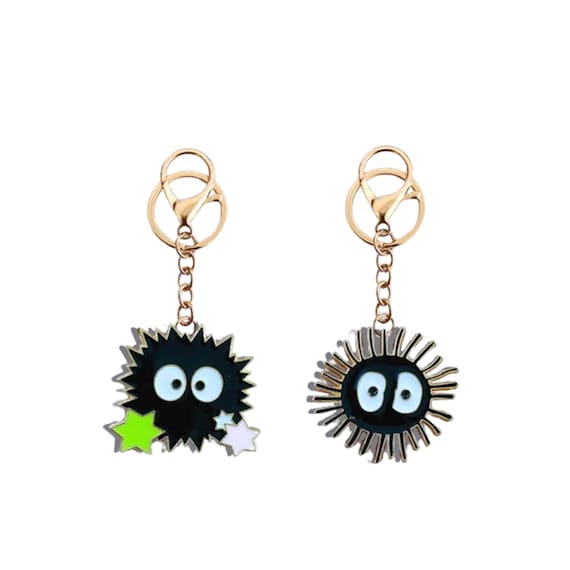 2 Pcs Soot Sprite Keychains Charm, Studio Ghibli Susuwatari keychains, bag charms, Handmade Keychains