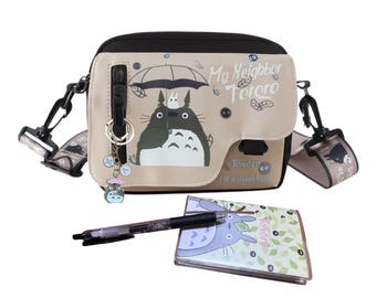 My Neighbor Totoro Gift Set, Ghibli Themed Goodie Set, Personalized Keychain, Crossbody Bag, Oxford Shoulder Bag, Pen, Notebook